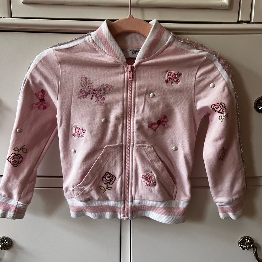 Adorable MonnaLisa Pink Kids Matching Set Butterflies Cotton